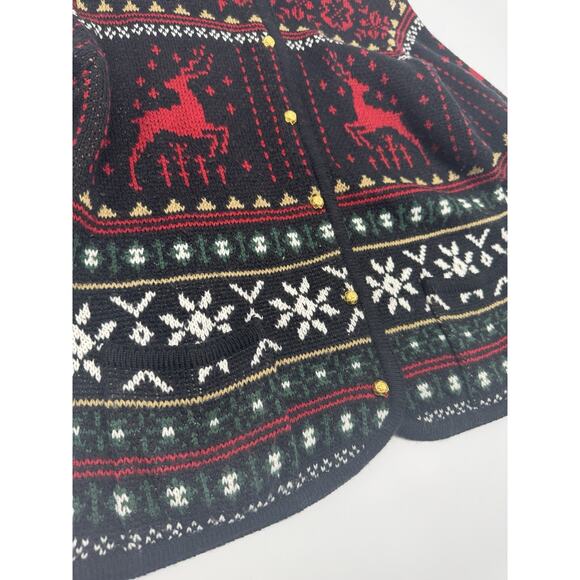Woman’s 90’s VTG Crystal Kobe Christmas Cardigan Sweater Size S Reindeer - Picture 5 of 7